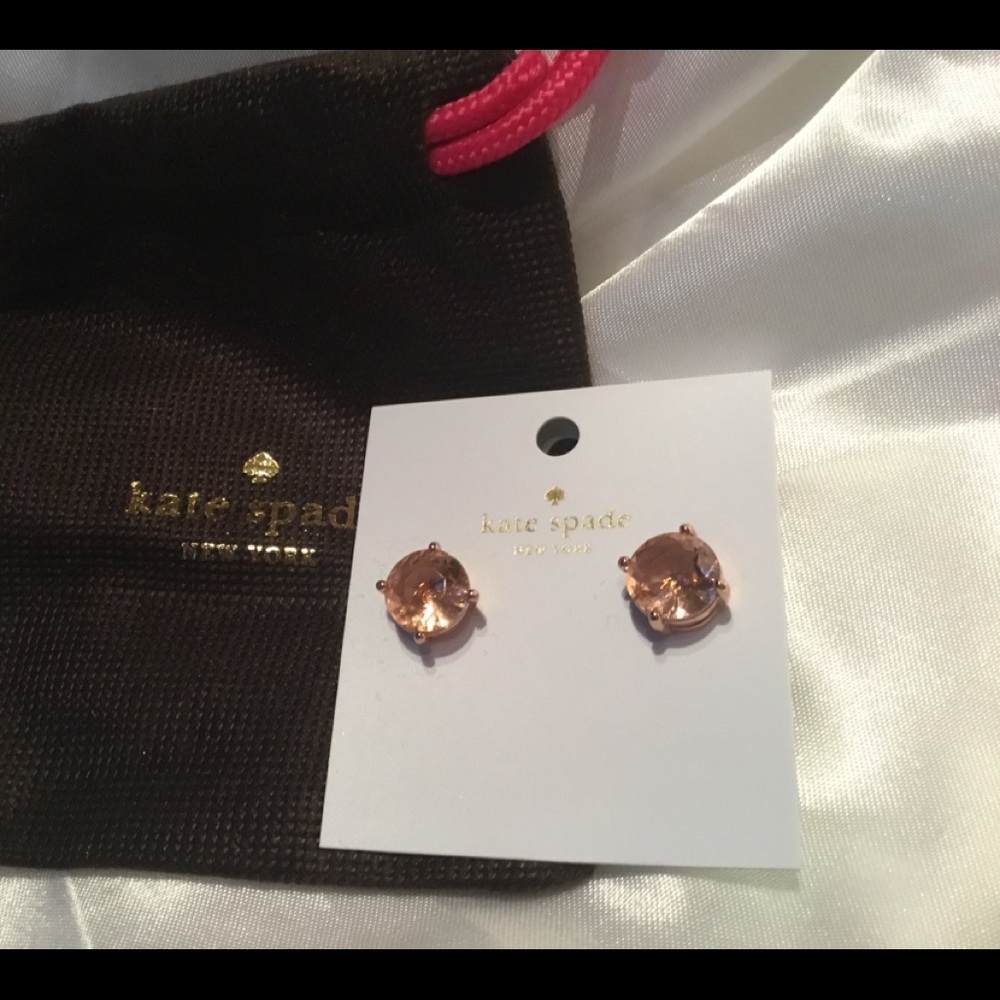 KATE SPADE ROSE GOLD CRYSTAL LARGE STUD EARRINGS
